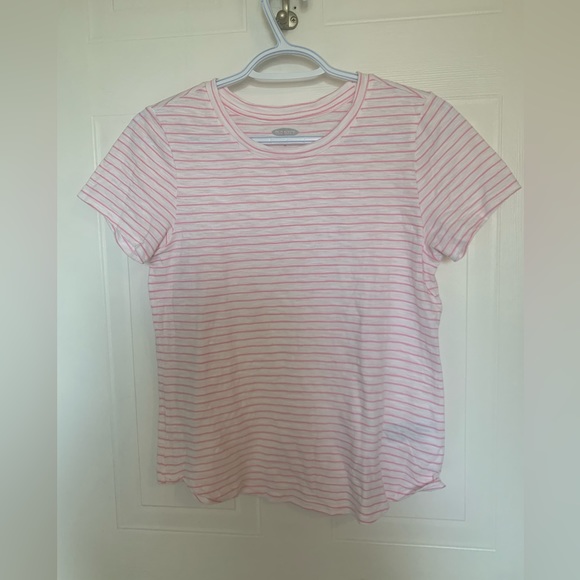 Old Navy, white and pink stripes short sleeve t-shirt, size XS - Picture 1 of 4